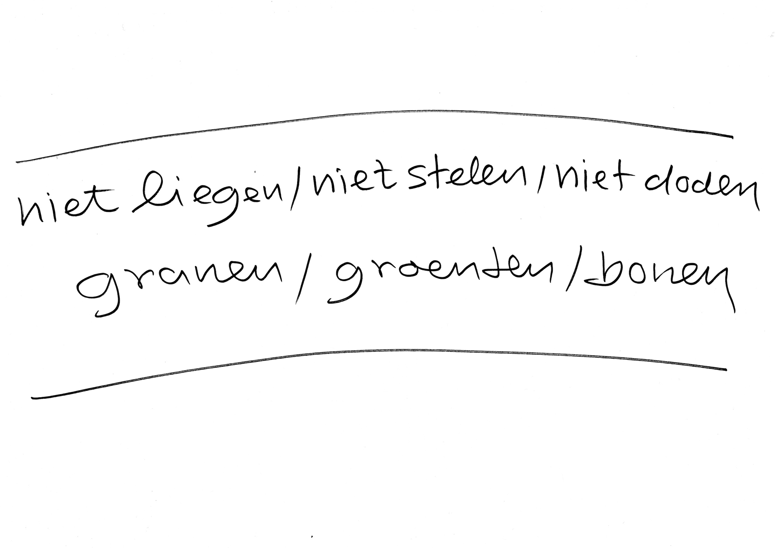 2011 Galerie van Gelder, Amsterdam 'Niet liegen niet stelen niet doden granen groenten bonen' 